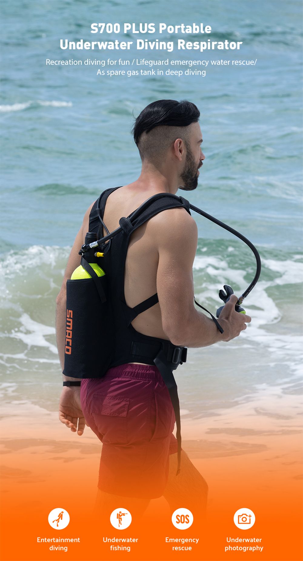 SMACO S700 Plus 2L Scuba Tank - Green