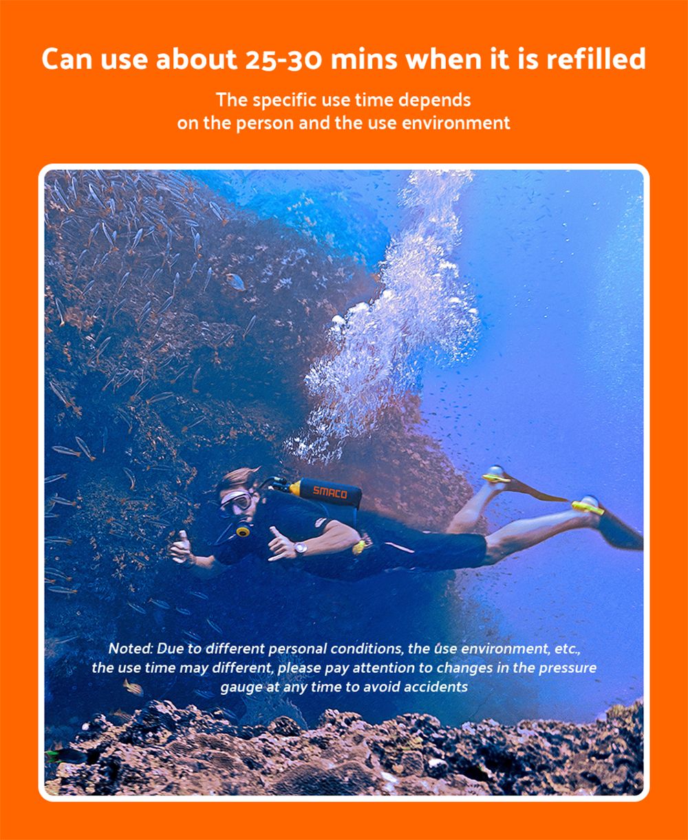 SMACO S700 Plus 2L Scuba Tank - Green