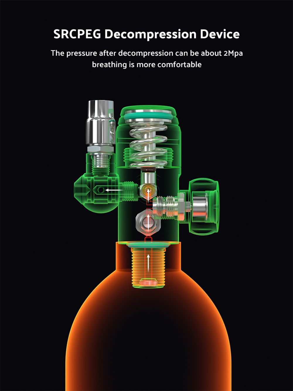 SMACO S700 Plus 2L Scuba Tank - Green