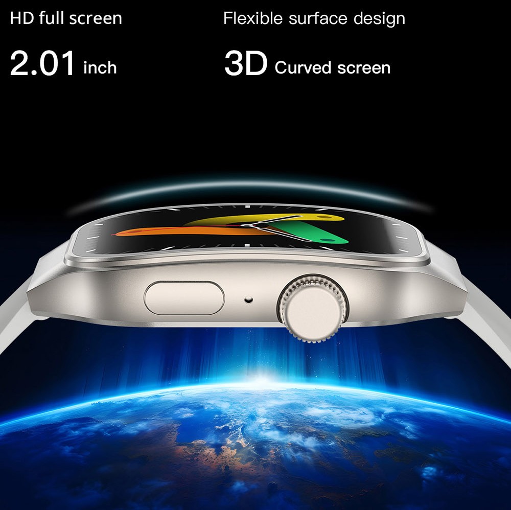 T15 Plus Smartwatch, 2.01-inch Curved Full Touch Screen, Bluetooth Calling, Health Monitoring, Al Voice Assistant, 100+ Sport Modes - Black Frame, Steel Strap