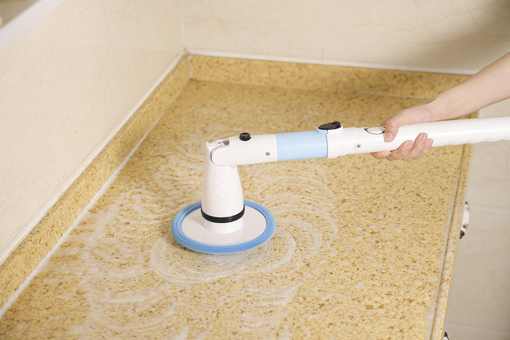 TASVAC EB5 elektromos súroló, 450RPM vezeték nélküli zuhanykefe 5 cserélhető tisztítófejjel és állítható hosszabbító karral