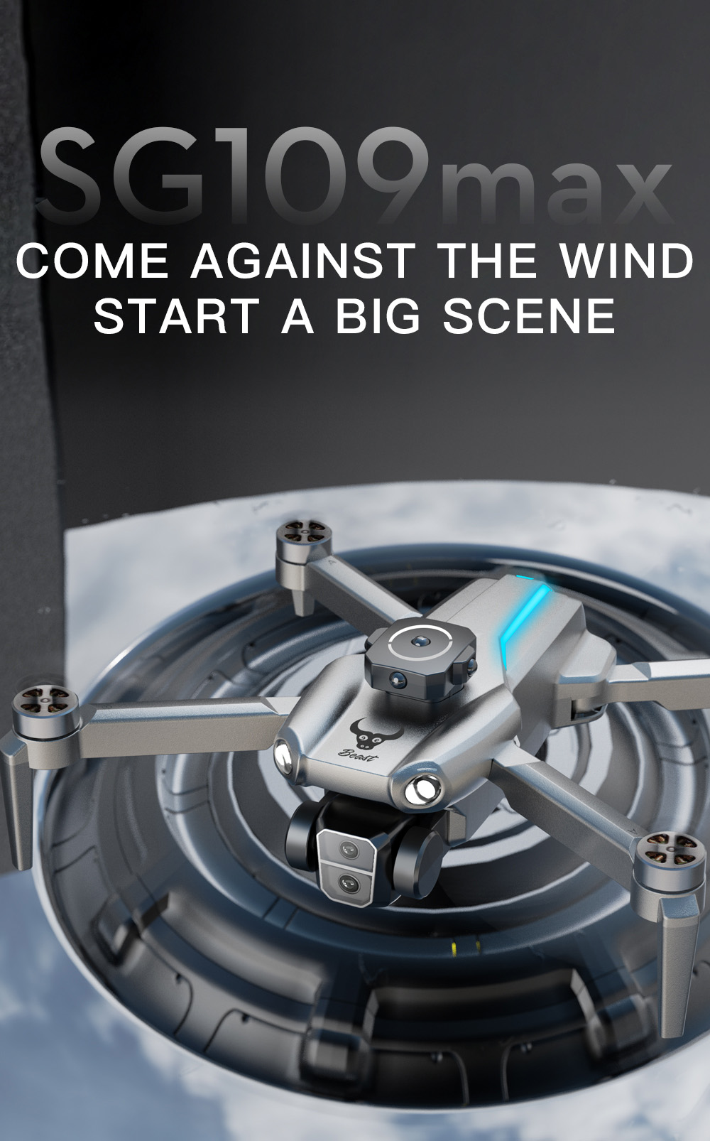 ZLL SG109MAX RC Drone, Electrically Adjustable Camera, Intelligent Obstacle Avoidance, Optical Flow Hover - 2 Batteries