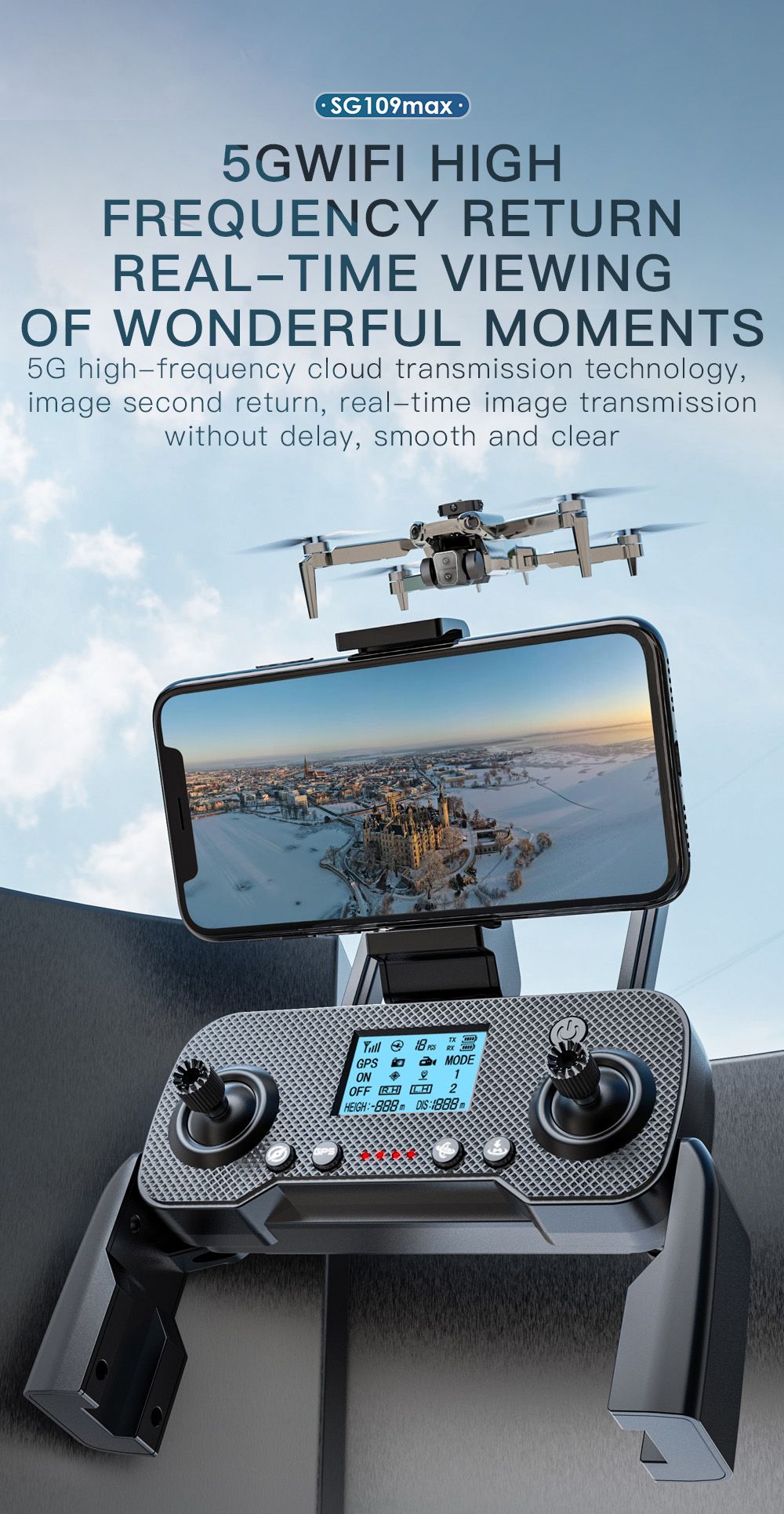 ZLL SG109MAX RC Drone, Electrically Adjustable Camera, Intelligent Obstacle Avoidance, Optical Flow Hover - 2 Batteries