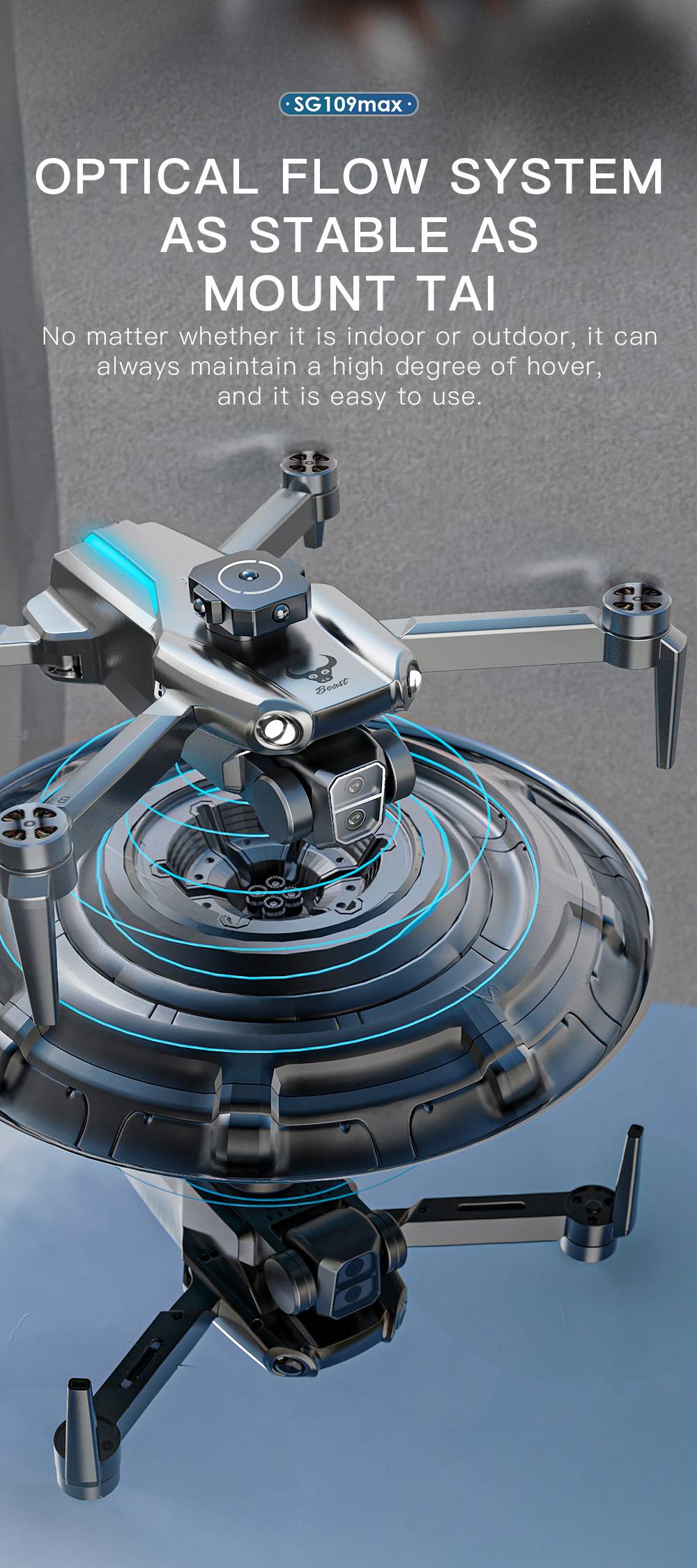 ZLL SG109MAX RC Drone, Electrically Adjustable Camera, Intelligent Obstacle Avoidance, Optical Flow Hover - 2 Batteries