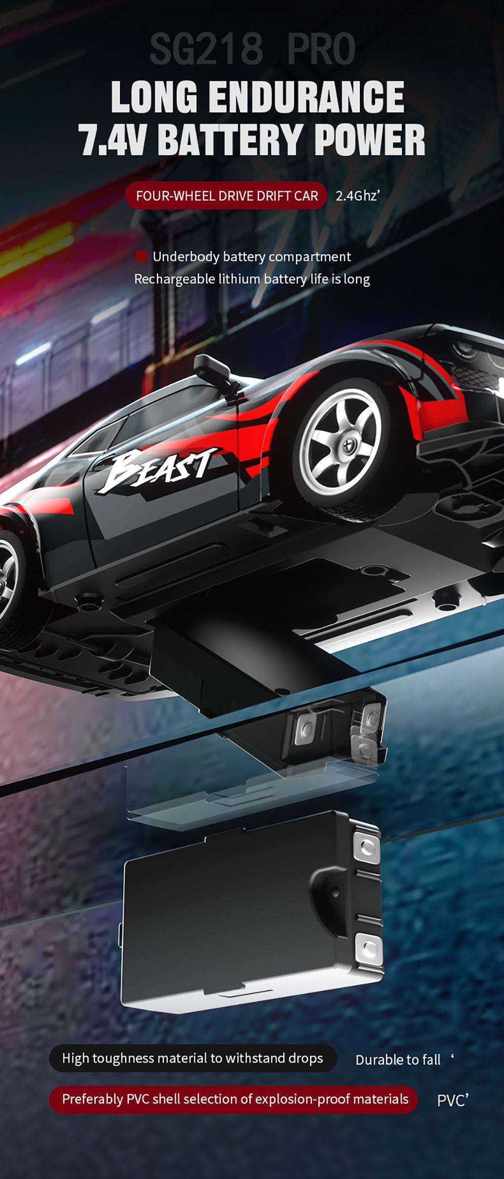ZLL SG218 Pro 1/16 2.4G 4WD RC Car - 3 Batteries