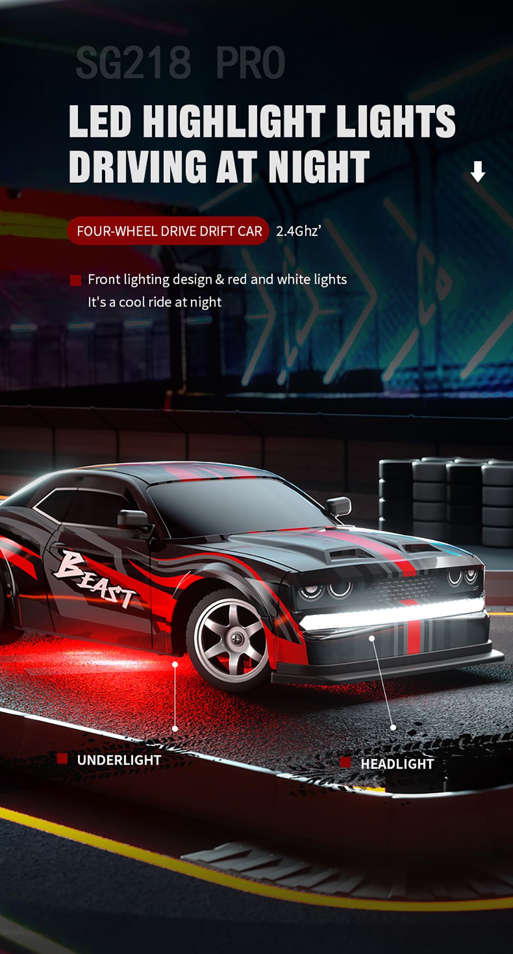 ZLL SG218 Pro 1/16 2.4G 4WD RC Car - 3 Batteries