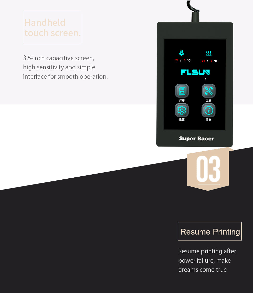Imprimante 3D FLSUN SR Delta, pré-assemblée, extrudeuse à double entraînement, nivellement automatique, impression rapide de 200 mm/s, écran tactile capacitif, 260 mm x 260 mm x 330 mm