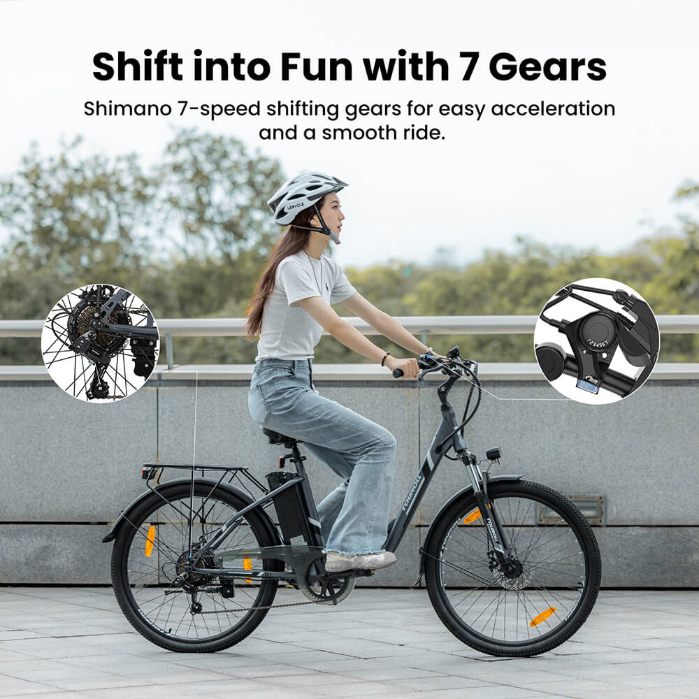 Touroll B1 Electric City Bike, 250W Motor, 45Nm Torque, 26