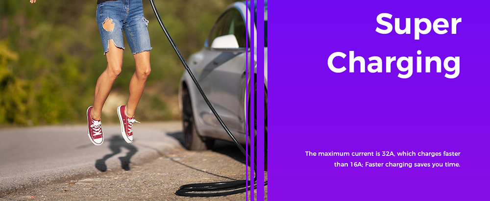 EG Evgoer EV Charger, Level 2 32 Amp, 16FT Cable, NEMA14-50 Plug, Adjustable Current, IP66 Waterproof, for All Tesla Models