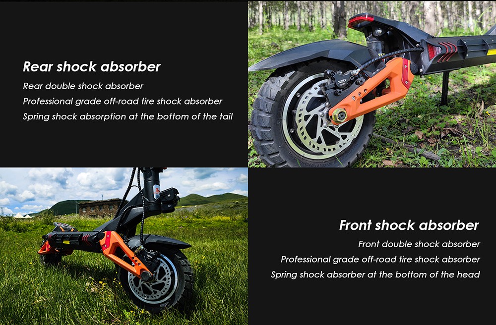 KuKirin G3 Pro 1200 W * 2 Motoren, Offroad-Elektroroller, 10-Zoll-Reifen, 52 V, 23,2 Ah, herausnehmbarer Akku, 80 km Reichweite, 65 km/h Höchstgeschwindigkeit, doppelter Stoßdämpfer, IP54 wasserdicht, doppelte Ölbremsen