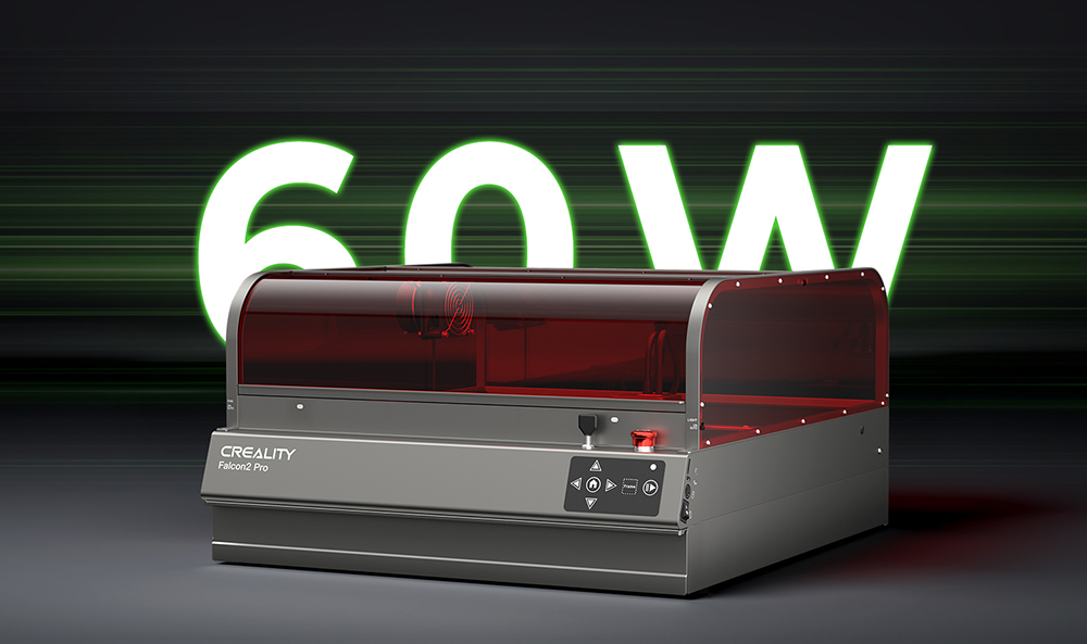 Graveur laser Creality Falcon2 Pro 60 W avec module laser 1,6 W, classe 1 de la FDA, conception entièrement fermée et à tiroir, arrêt de sécurité à couvercle ouvert, assistance pneumatique, caméra intégrée, vitesse maximale de 700 mm/min, 400 x 400 mm