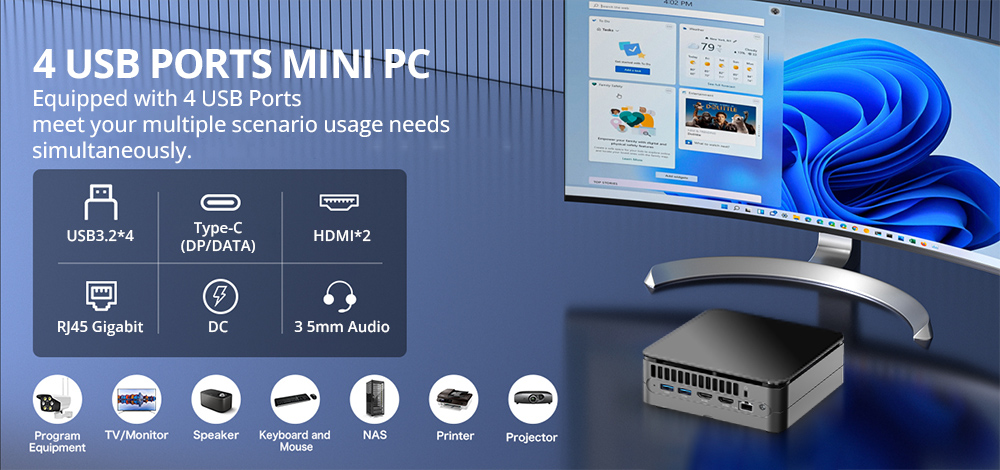 OUVIS F1T Mini PC, Intel Core i9-11900H 8 Core Up to 4.90GHz, 16GB DDR4 3200MHz RAM 1TB NVMe SSD, 2xHDMI2.0 1xType-C 4K@60Hz Triple Display, WiFi 6 Bluetooth 5.2, 4xUSB3.2, 1Gbps RJ45 LAN, 3.5mm Audio Out, Desktop Computer Small PC for Business Home