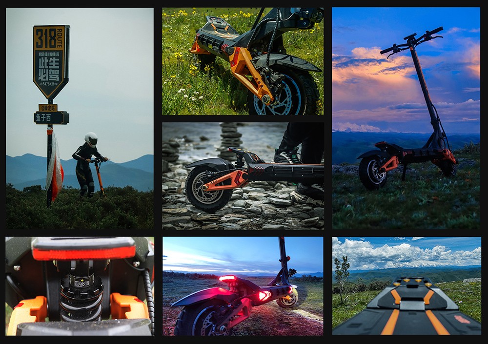 KuKirin G3 Pro 1200 W * 2 Motoren, Offroad-Elektroroller, 10-Zoll-Reifen, 52 V, 23,2 Ah, herausnehmbarer Akku, 80 km Reichweite, 65 km/h Höchstgeschwindigkeit, doppelter Stoßdämpfer, IP54 wasserdicht, doppelte Ölbremsen