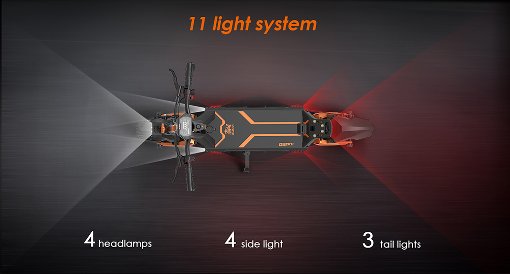 KuKirin G3 Pro 1200 W * 2 Motoren, Offroad-Elektroroller, 10-Zoll-Reifen, 52 V, 23,2 Ah, herausnehmbarer Akku, 80 km Reichweite, 65 km/h Höchstgeschwindigkeit, doppelter Stoßdämpfer, IP54 wasserdicht, doppelte Ölbremsen