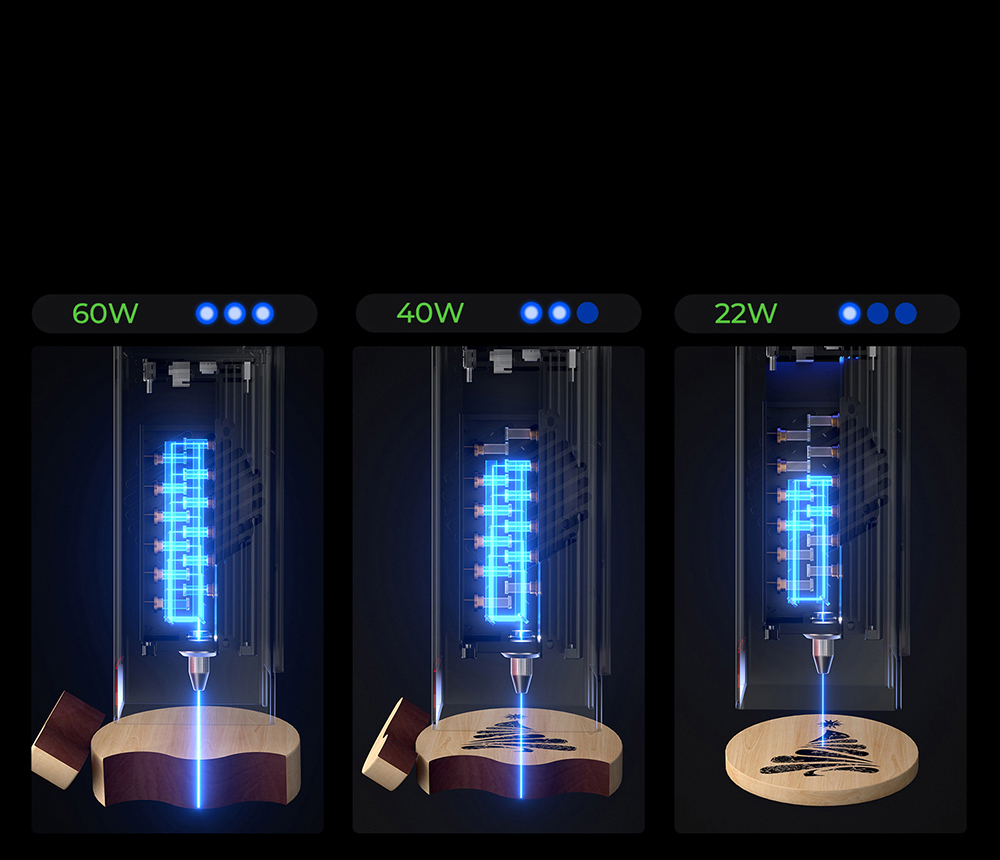 Graveur laser Creality Falcon2 Pro 60 W avec module laser 1,6 W, classe 1 de la FDA, conception entièrement fermée et à tiroir, arrêt de sécurité à couvercle ouvert, assistance pneumatique, caméra intégrée, vitesse maximale de 700 mm/min, 400 x 400 mm