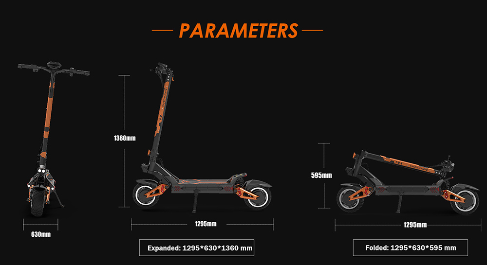 KuKirin G3 Pro 1200 W * 2 Motoren, Offroad-Elektroroller, 10-Zoll-Reifen, 52 V, 23,2 Ah, herausnehmbarer Akku, 80 km Reichweite, 65 km/h Höchstgeschwindigkeit, doppelter Stoßdämpfer, IP54 wasserdicht, doppelte Ölbremsen