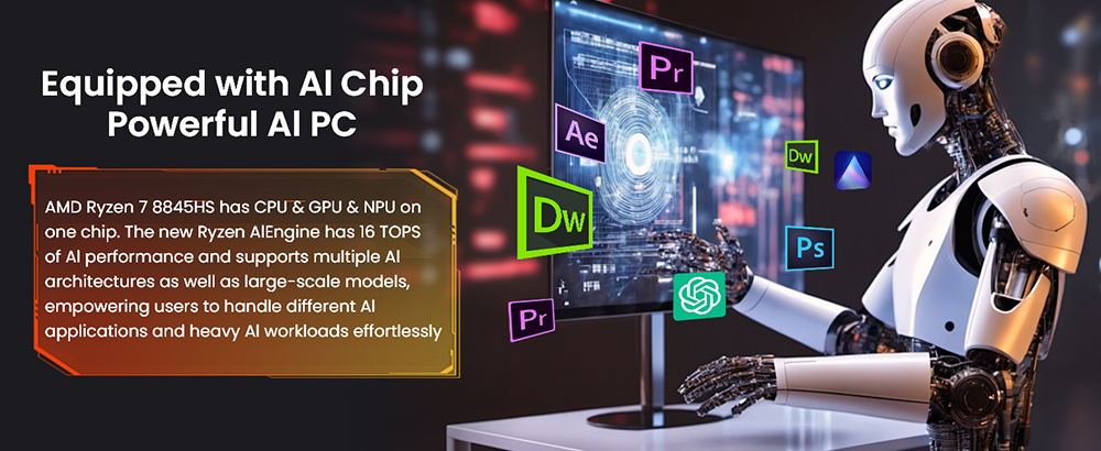 (Free Gift Mouse & Keyboard Stickers) Ninkear A16 Pro Laptop, 16'' 2560x1600 120Hz Refresh Rate Screen, AMD Ryzen 7 8845HS 8 Cores 5.10GHz, 32GB DDR5 RAM 1TB SSD, 2xFull-featured USB-C, 2xUSB3.0, 1xHDMI, 1xAudio Out, 80.08Wh Battery, 100W GaN Charger