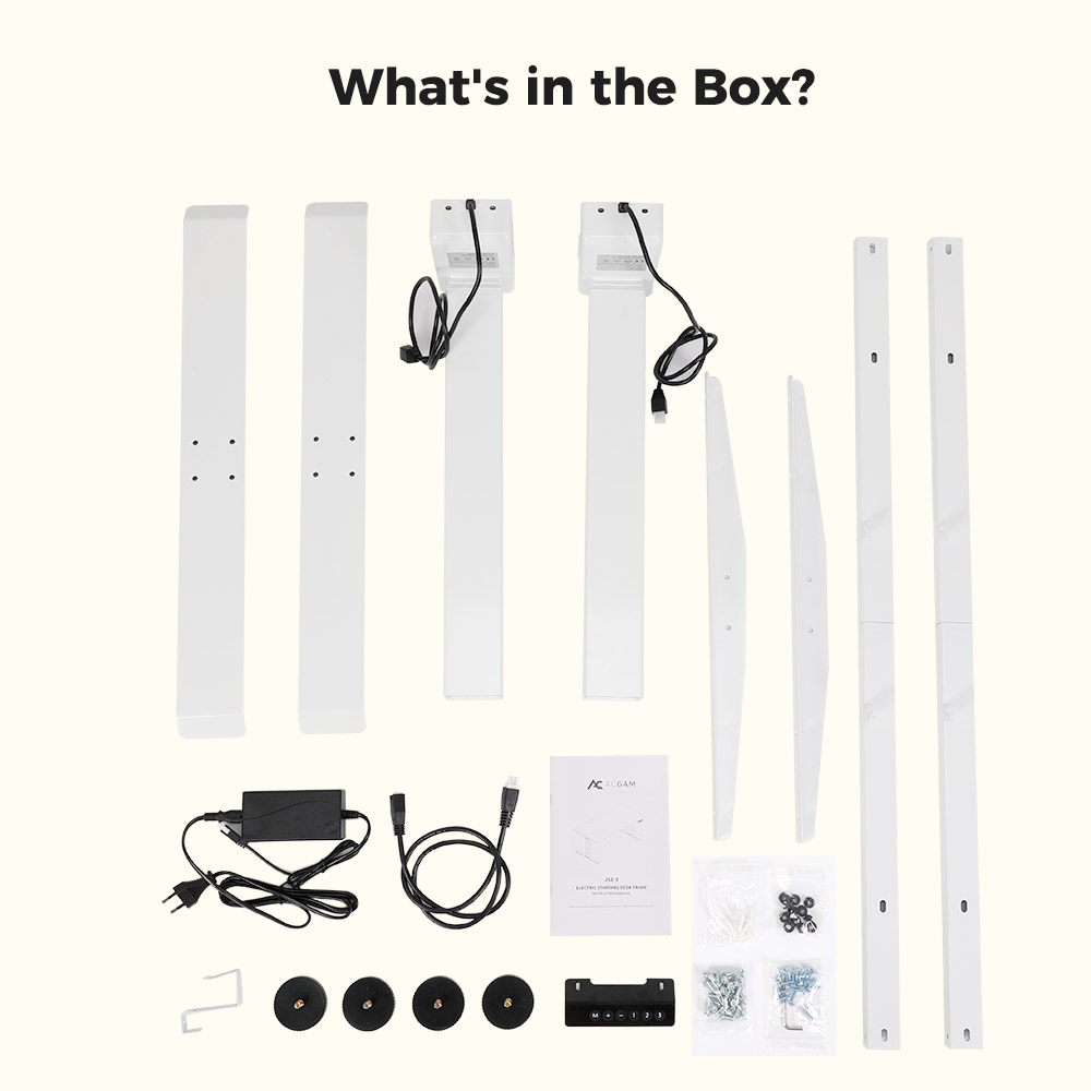 ACGAM JSZ-3 Dual-motor 3-Stage Electric Adjustable Standing Desk Frame, Heavy Duty 264lbs Load Capacity, for Home Office, White