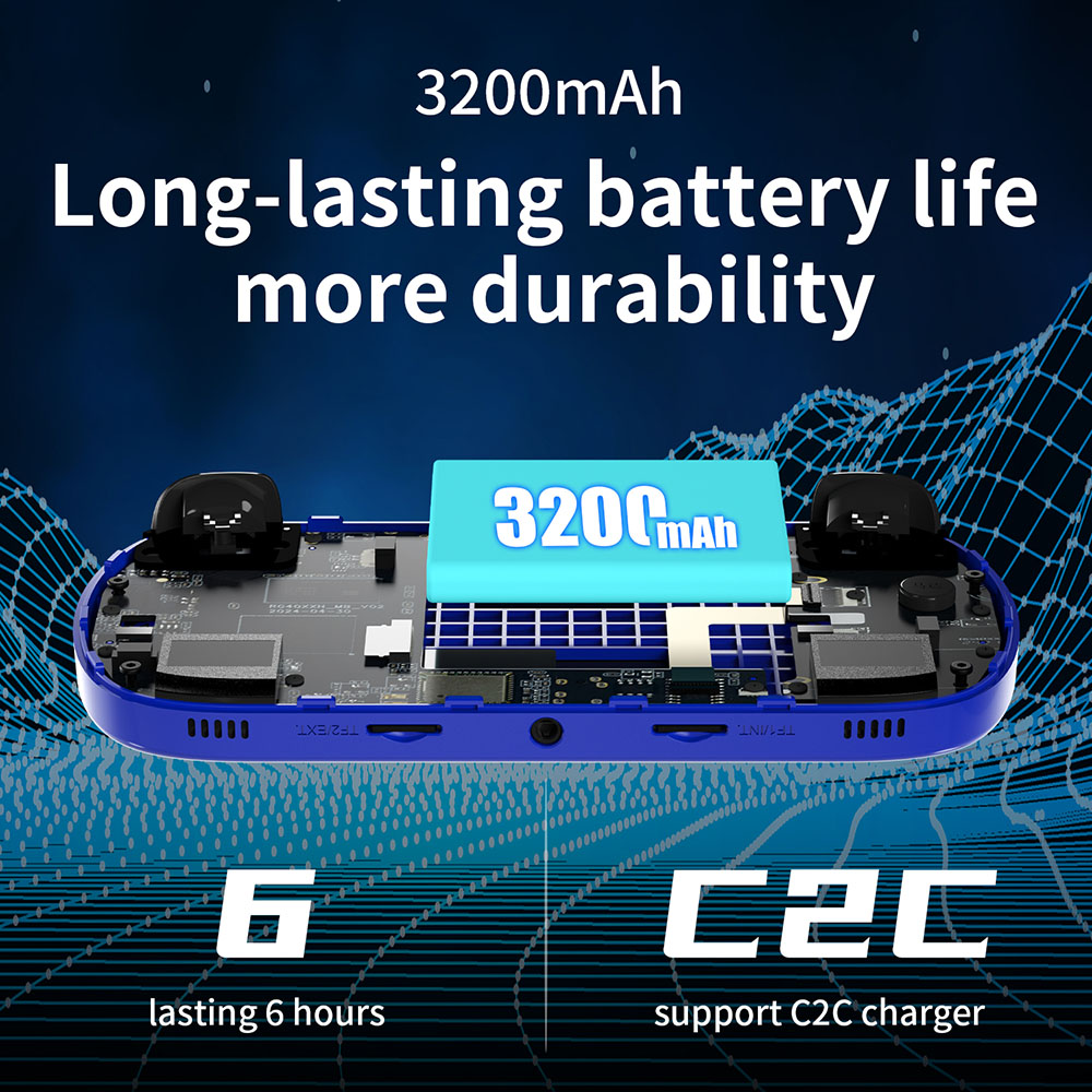 ANBERNIC RG40XX H Retro Game Console with RGB Light, 64GB TF Card with 5000+ Games, LPDDR4 1GB, 640*480P IPS Screen, 3200mAh Battery for 6 Hours Autonomy, Linux OS, 5G Wifi Bluetooth, Moonlight Streaming - Blue