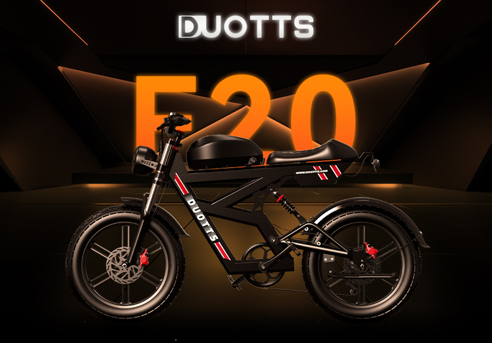 DUOTTS F20 Electric Bike, 750W Motor, 52V 27Ah Battery, 20*4.0 Inch Fat Tires, 50km/h Max Speed, 140km Range, Full Suspension, Spring Shock Absorption, Hydraulic Disc Brakes