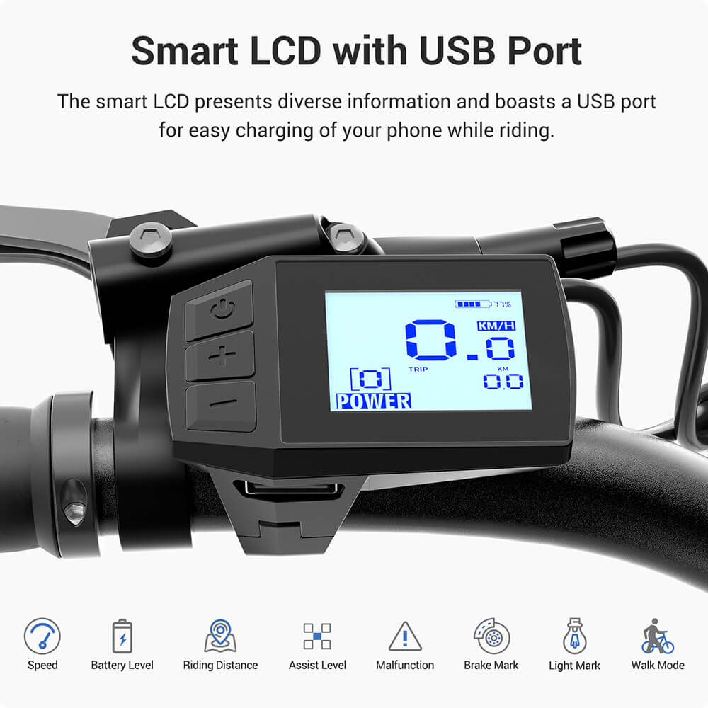 Eleglide C1 Trekkingrad mit 250-W-Mittelmotor, 27,5-Zoll-Rädern, 522-Wh-Akku, 150 km Reichweite, hydraulischer Federung und hydraulischen Scheibenbremsen (blau)