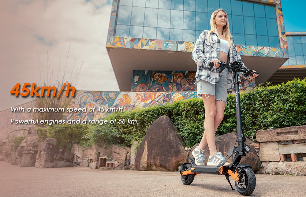 KuKirin G2 Pro Elektroroller Version 2024, bürstenloser 600-W-Motor, 48-V-15,6-Ah-Akku, 9-Zoll-Vakuumreifen aus Gummi, 45 km/h Höchstgeschwindigkeit, 58 km Reichweite, Doppelscheibenbremsen, Federstoßdämpfer, abnehmbarer Sitz