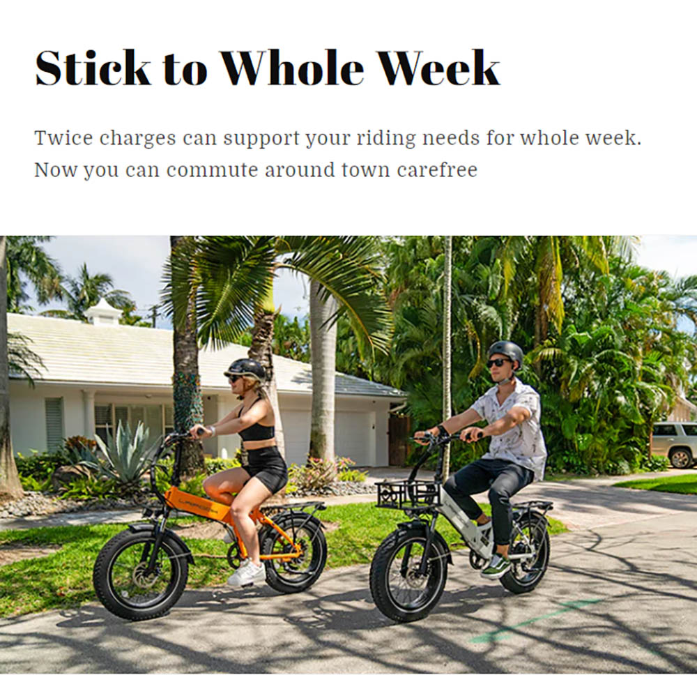 LAIFOOK Cityfun Electric Bike, 250W Brushless Motor, 48V 10.4AH Battery, 20 x 4.0 Inch Fat Tires, 25km/h Max Speed, 70km Range, Hydraulic Front Suspension, Mechanical Disc Brake, Shimano 7 Speed, LCD Display - Orange