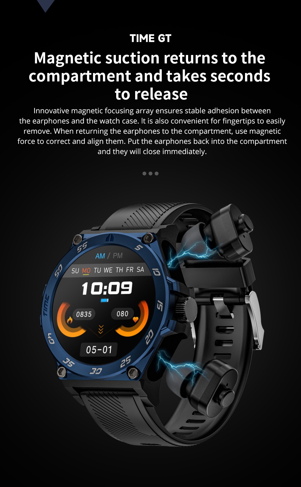 LOKMAT TIME GT 2-in-1 Smartwatch with TWS Earphones, 1.508 AMOLED HD Screen, 24-hour Health Monitoring, Al Voice, 100+ Sports Modes