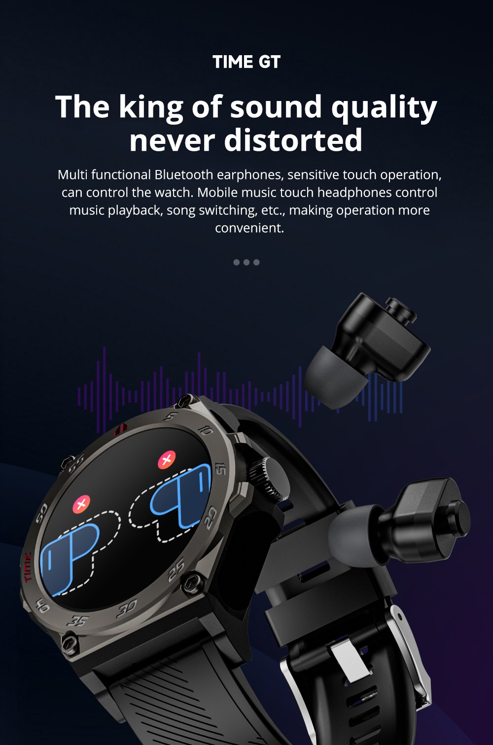 LOKMAT TIME GT 2-in-1 Smartwatch with TWS Earphones, 1.508 AMOLED HD Screen, 24-hour Health Monitoring, Al Voice, 100+ Sports Modes