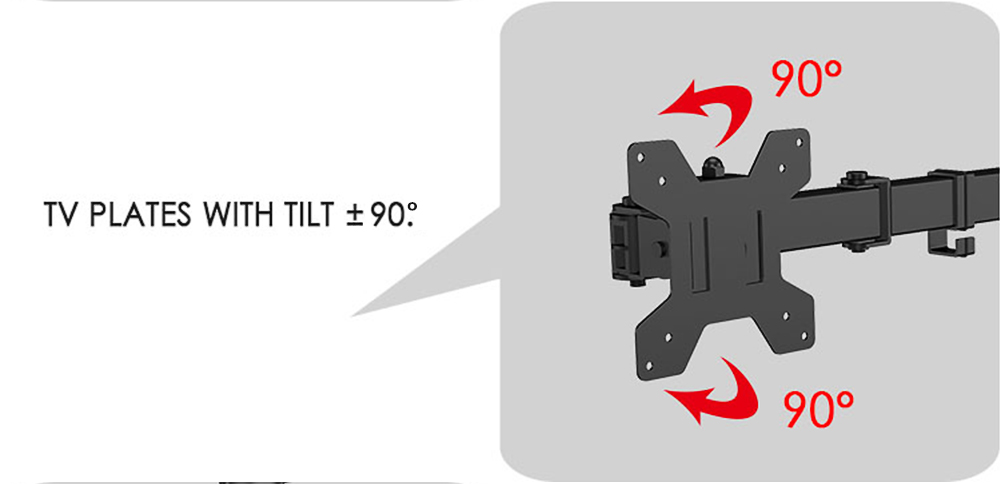 M051 Dual Arm Single Monitor Stand for 13-27 inch Screens, 360° Rotatable, ± 90° Tilt, 100-400mm Adjustable Height, VESA 75x75/100x100mm, C-Clamp Installation