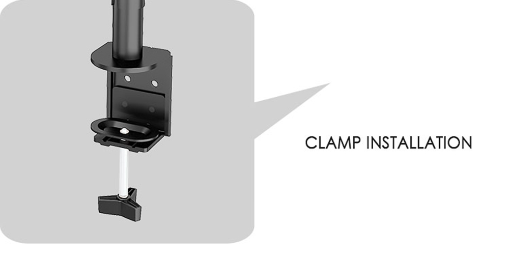 M051 Dual Arm Single Monitor Stand for 13-27 inch Screens, 360° Rotatable, ± 90° Tilt, 100-400mm Adjustable Height, VESA 75x75/100x100mm, C-Clamp Installation