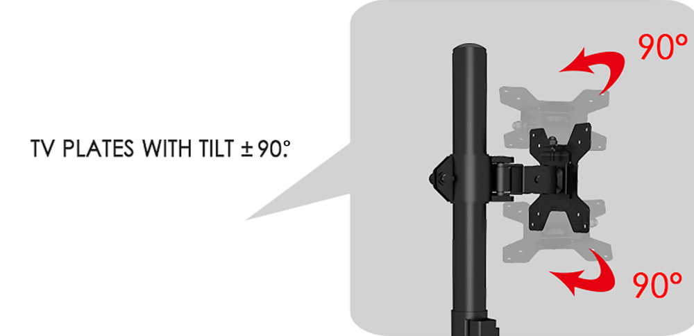 M061 Single Monitor Stand for 13-27 inch Screens, 360° Rotatable, ± 90° Tilt, VESA 75x75/100x100mm, C-Clamp Installation