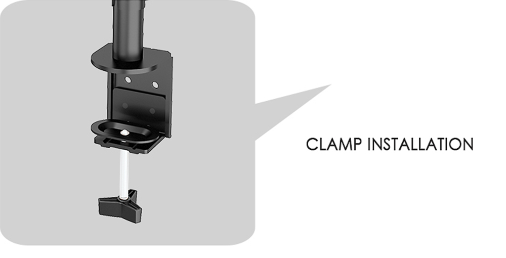 M061 Single Monitor Stand for 13-27 inch Screens, 360° Rotatable, ± 90° Tilt, VESA 75x75/100x100mm, C-Clamp Installation