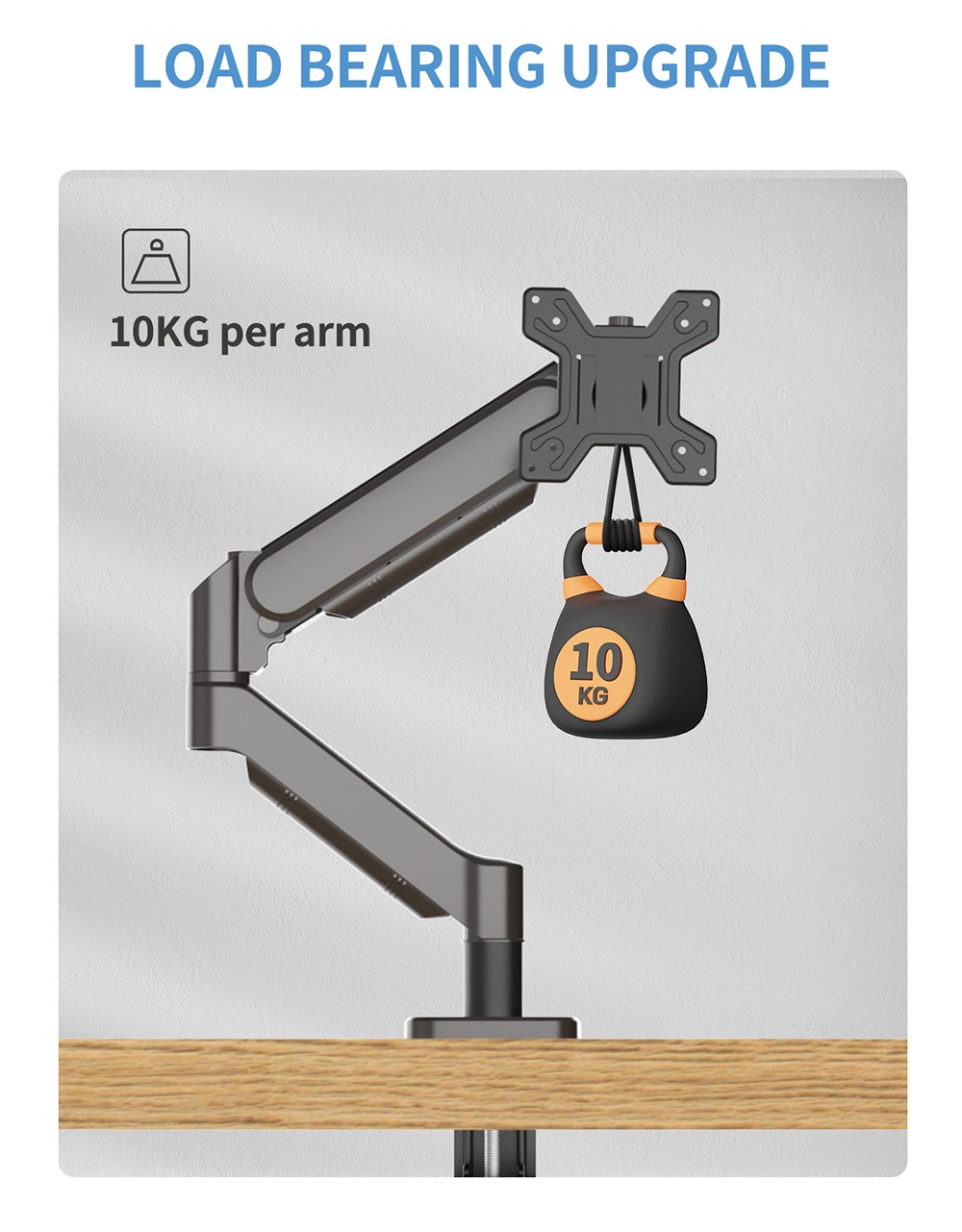 M252 Gas Spring Single Monitor Stand for 13-32 inch Screens, 360° Swivel, Adjustable Height, ± 45° Tilt, VESA 75x75/100x100mm, C-Clamp & Grommet Installation