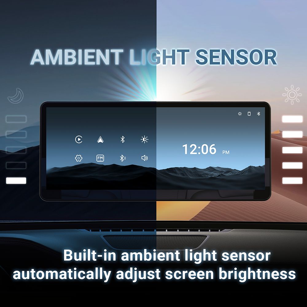 MINIX CP89-HD Portable Wireless CarPlay/ Android Auto Display, 60FPS 8.9 Inch 1920*720 IPS Touch Screen, Magnetic Suction, Plug-and-Play, Dual Bluetooth/ 3.5mm AUX/ FM Transmitter/ Built-in Speaker, Button Control, Ambient Light