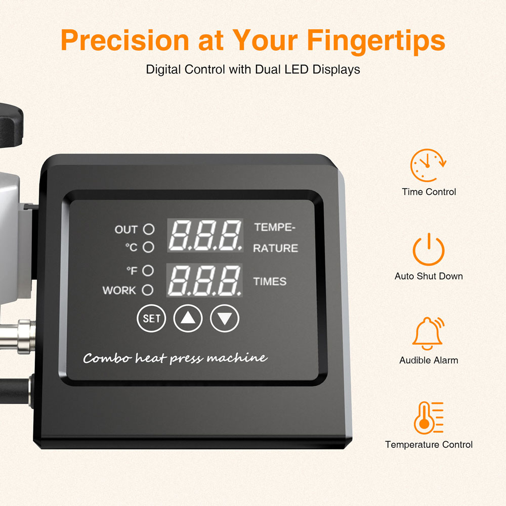 Mecpow MP3881 8-in-1-Hitzepresse, 30 oz große Kapazität, Doppelrohrheizung, präzise digitale Steuerung, 360° Schwenkdesign