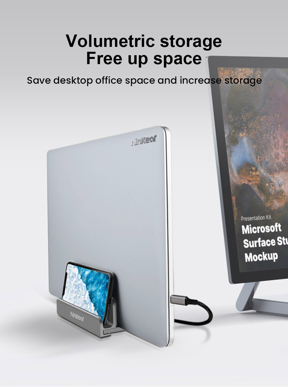 Ninkear 3 Slots Laptop Stand, Compatible with 4.0~17.3-inch Devices