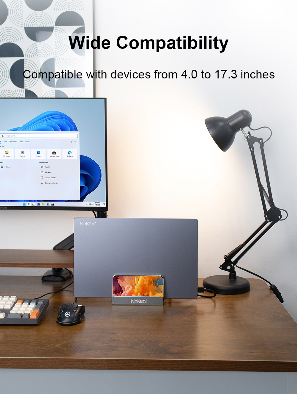 Ninkear 3 Slots Laptop Stand, Compatible with 4.0~17.3-inch Devices