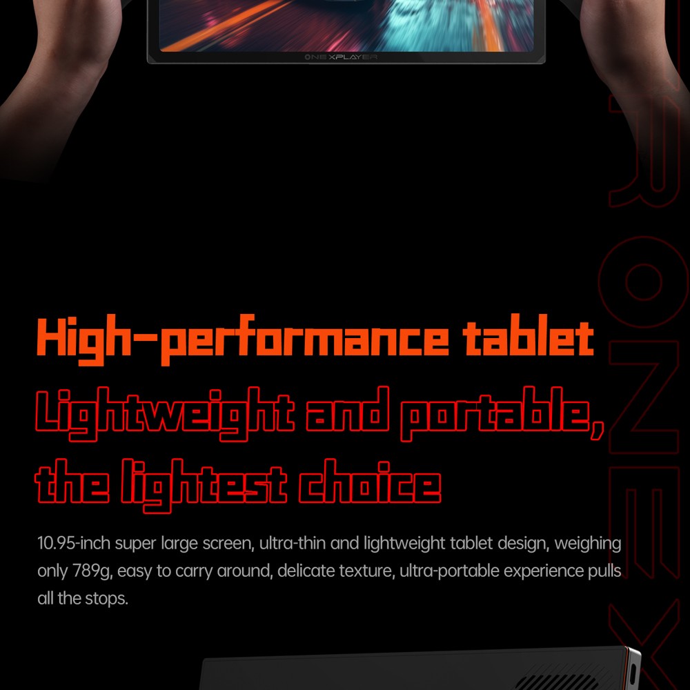 One Netbook OneXPlayer X1 Handheld Gaming PC, AMD Ryzen 7 8840U 8 Cores Max 5.1GHz, 10.95'' 2560*1600 120Hz LTPS Screen, 32GB LPDDR5x 7500MHz RAM 1TB SSD, 1* TF Card 4.0 1* Oculink 2* USB-C 4.0 1* USB 3.2 1* 3.5mm Audio, Harman Sound System - US Plug