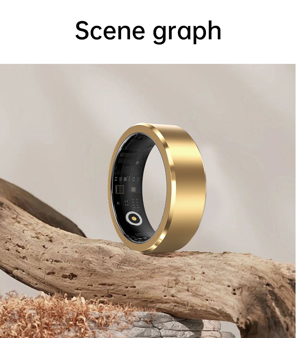 S1 Smart Ring, 24/7 Health Tracker, Heart Rate Body Blood Oxygen Sleep Monitoring, 5ATM Waterproof, 5-7 Days Battery Life - 10# (Inside Diameter 19.8mm), Golden