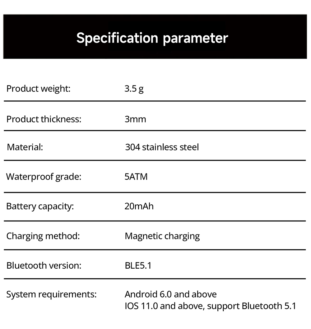 S1 Smart Ring, 24/7 Health Tracker, Heart Rate Body Blood Oxygen Sleep Monitoring, 5ATM Waterproof, 5-7 Days Battery Life - 8# (Inside Diameter 18.1mm), Black