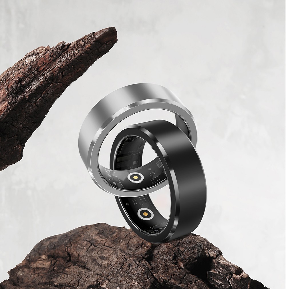 S1 Smart Ring, 24/7 Health Tracker, Heart Rate Body Blood Oxygen Sleep Monitoring, 5ATM Waterproof, 5-7 Days Battery Life - 8# (Inside Diameter 18.1mm), Black