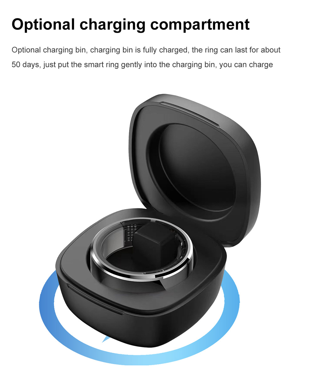 S1 Smart Ring, 24/7 Health Tracker, Heart Rate Body Blood Oxygen Sleep Monitoring, 5ATM Waterproof, 5-7 Days Battery Life - 8# (Inside Diameter 18.1mm), Black