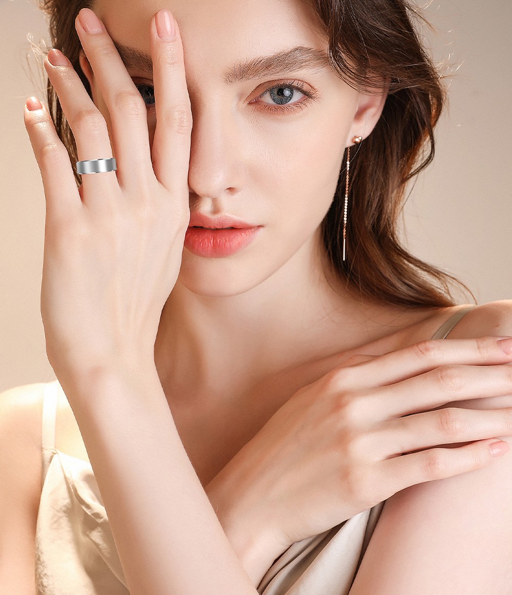 S1 Smart Ring, 24/7 Health Tracker, Heart Rate Body Blood Oxygen Sleep Monitoring, 5ATM Waterproof, 5-7 Days Battery Life - 8# (Inside Diameter 18.1mm), Silver