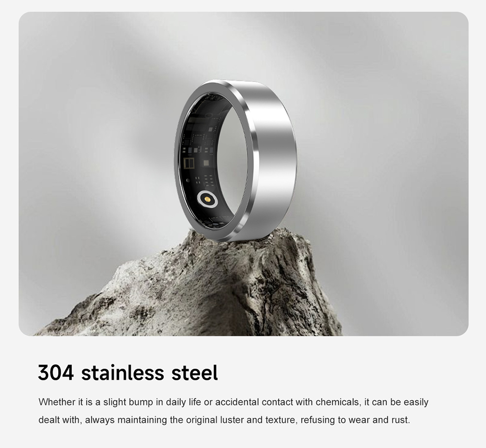 S1 Smart Ring, 24/7 Health Tracker, Heart Rate Body Blood Oxygen Sleep Monitoring, 5ATM Waterproof, 5-7 Days Battery Life - 9# (Inside Diameter 18.9mm), Silver