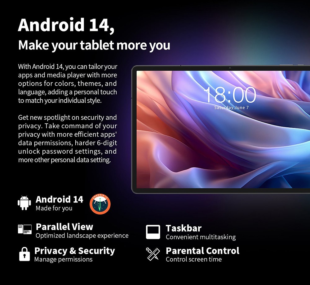 Teclast T65 Max Android 14 Tablet, 13-inch 1920*1200 IPS Screen, Helio G99 8 Core Max 2.2GHz, 8GB+12GB Expansion RAM 256GB ROM, 2.4/5GHz WiFi Bluetooth 5.0, 8MP+13MP Camera, 10000mAh Battery, 18W Fast Charging, GPS/Galileo/GLONASS/BDS, Face Unlock