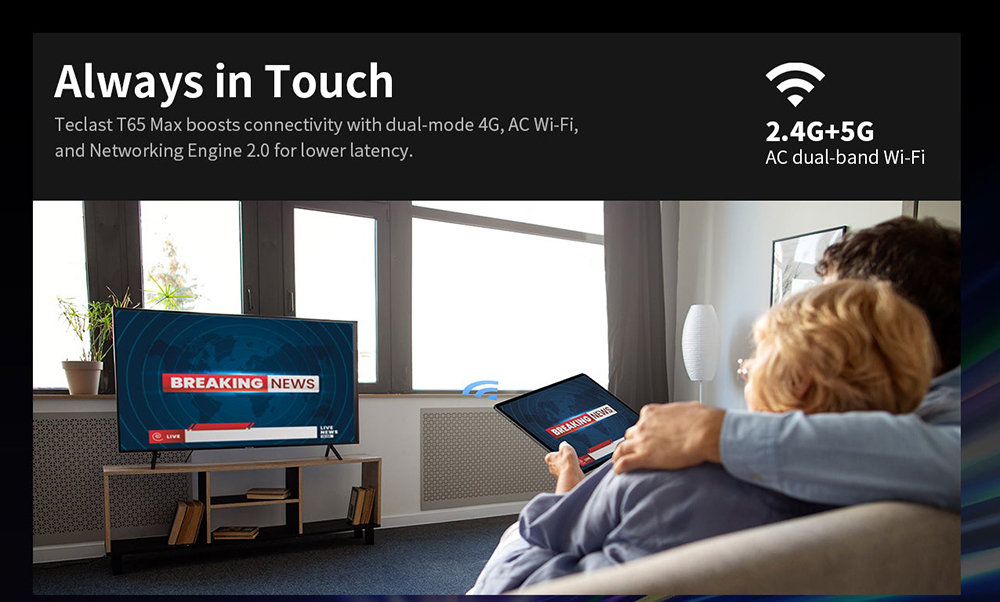Teclast T65 Max Android 14 Tablet, 13-inch 1920*1200 IPS Screen, Helio G99 8 Core Max 2.2GHz, 8GB+12GB Expansion RAM 256GB ROM, 2.4/5GHz WiFi Bluetooth 5.0, 8MP+13MP Camera, 10000mAh Battery, 18W Fast Charging, GPS/Galileo/GLONASS/BDS, Face Unlock