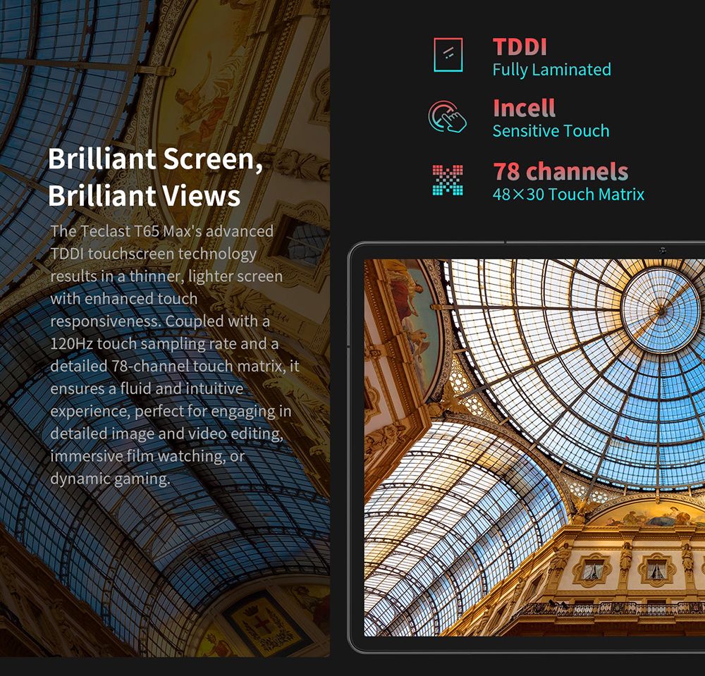 Teclast T65 Max Android 14 Tablet, 13-inch 1920*1200 IPS Screen, Helio G99 8 Core Max 2.2GHz, 8GB+12GB Expansion RAM 256GB ROM, 2.4/5GHz WiFi Bluetooth 5.0, 8MP+13MP Camera, 10000mAh Battery, 18W Fast Charging, GPS/Galileo/GLONASS/BDS, Face Unlock