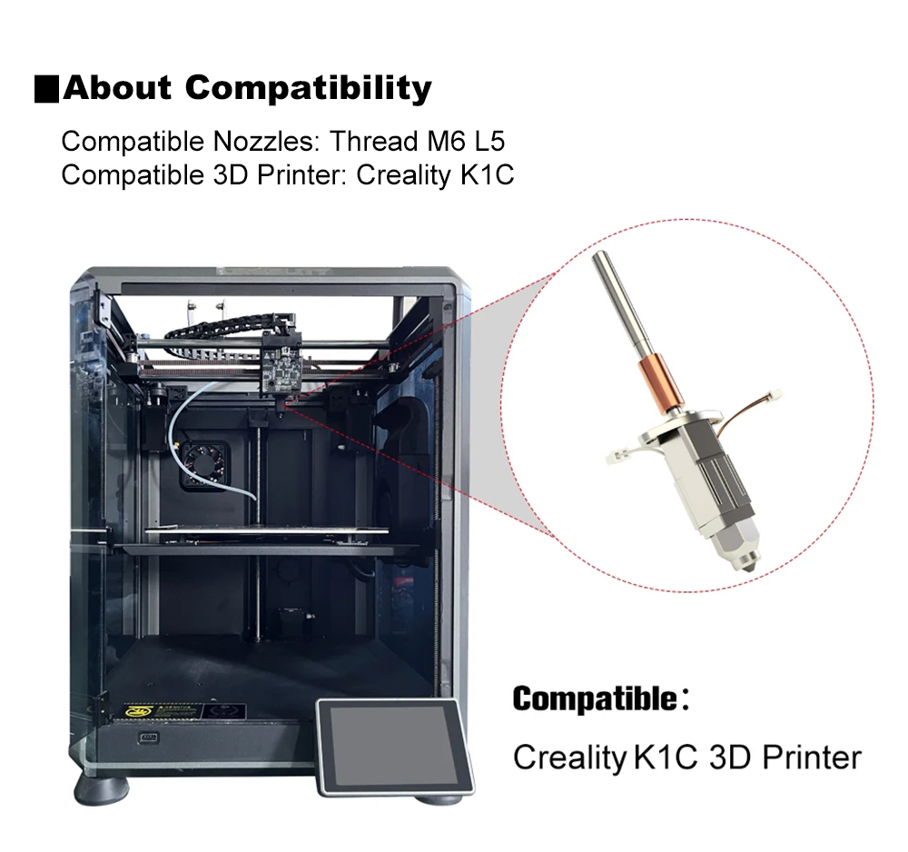 Trianglelab CHCB-OTC Updated Hotend, PT1000 Thermistor, 0.4mm CR6-SE Brass Nozzle, for Creality K1C/K1/K1 MAX (2024 Version)