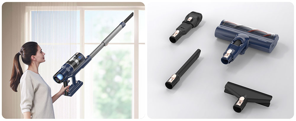 Vicsonic S7 Cordless Vacuum Cleaner, 35KPa Suction Power, 480W Motor, 65min Runtime, 4 Suction Modes, OLED Touch Screen, 180° Foldable, LED Searchlight, 6-stage HEPA Filtration